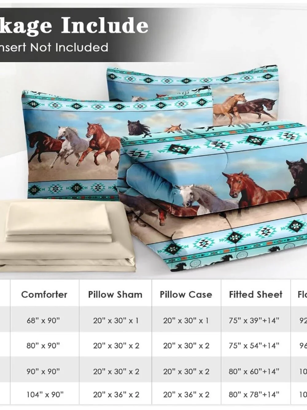 King Comforter Set with Sheets, 7 Pieces Horses Western Bedding | Bed in A Bag f